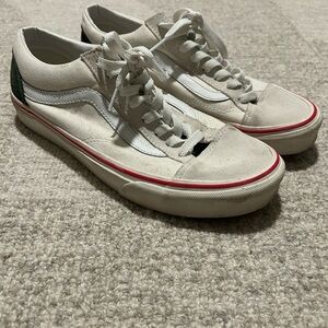 Cream/Green/Red Low-Top Vans